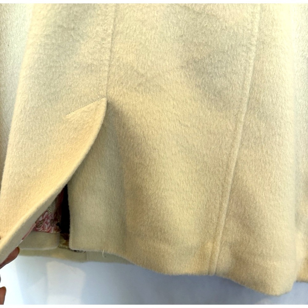 Isaac Mizrahi Womens Floral Lined Pea Coat Size 10 Cream Preppy Classic Timeless - Picture 11 of 13